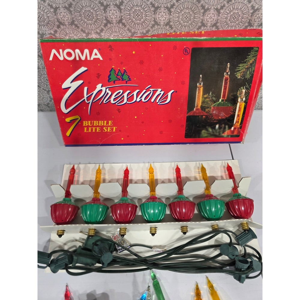 NOMA Expressions‎ 7 Bubble Lite Set Red Green Yellow Candle Christmas Lights +